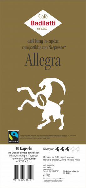 Allegra - Fairtrade Kapseln - Nespresso®-kompatibel