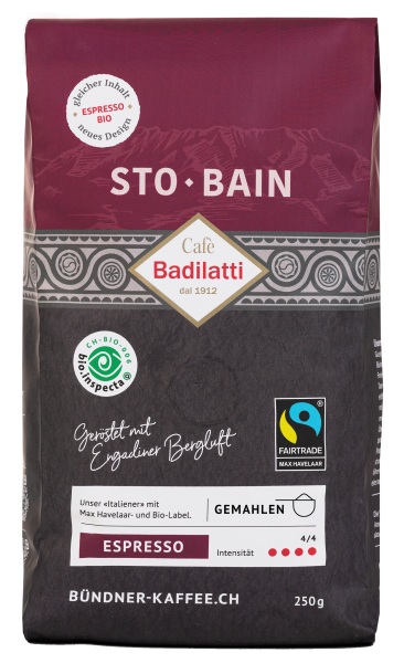 Sto Bain Bio & Max Havelaar gemahlen 250 g / Espresso BIO neu verpackt